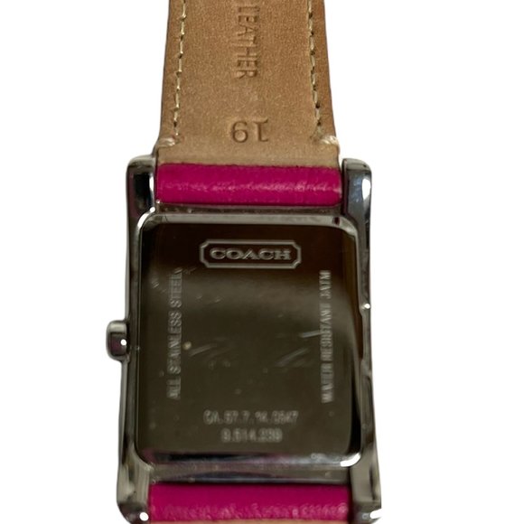 Coach | Accessories | New Liz Watch 24 Mm Womens Size Wmn  Authentic COACH Ladies Watch‎ Rectangle Bezel Purple Leather Band 24mm